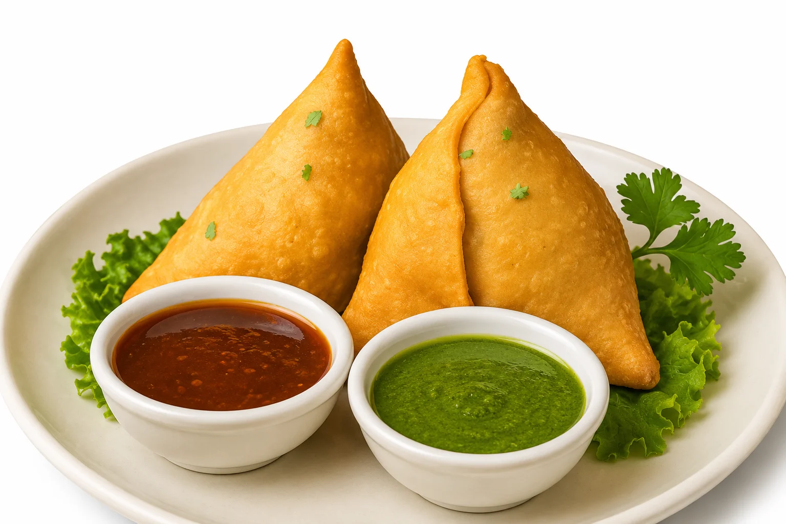 Vegetable samosa starter at New Asian Village Indian restaurant, Edmonton